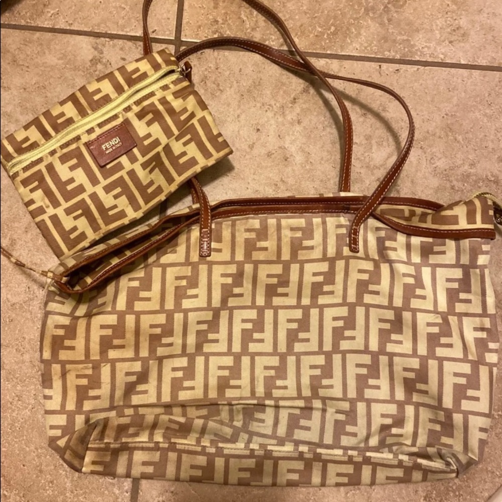 Fendi zucca logo monogram tote